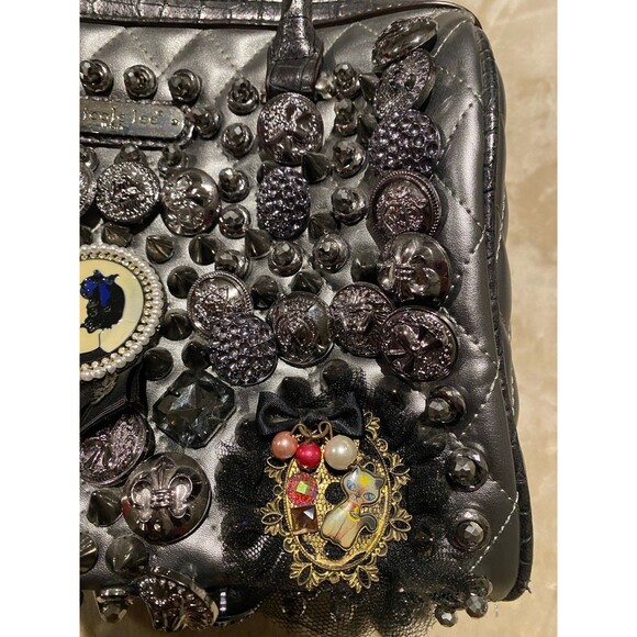Nicole Lee USA Rare Buttons Spikes Jeweled Handbag Limited Edition Rock Retro - Picture 2 of 9